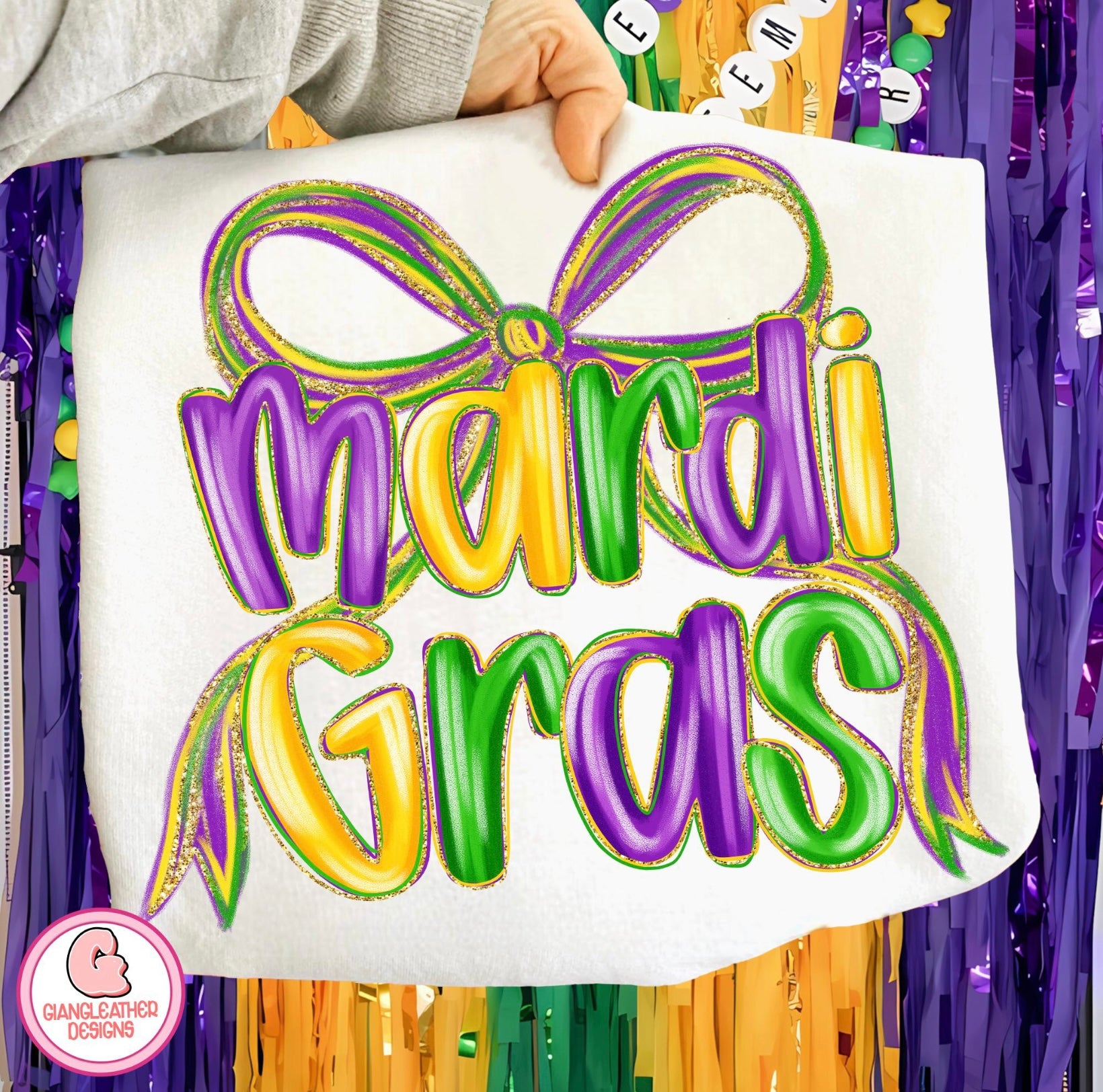 BRUSHSTROKE MARDI GRAS BOW