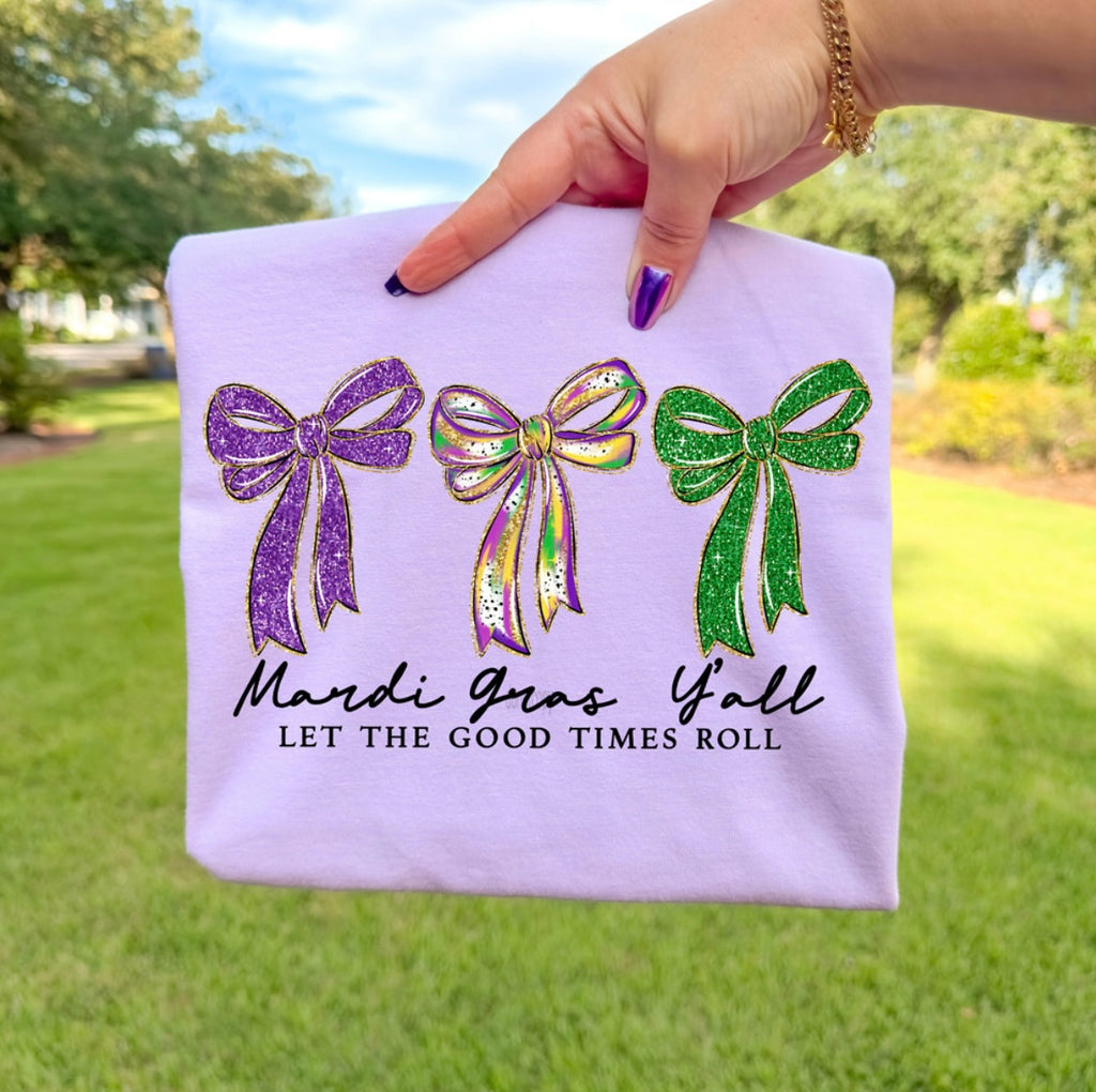 FAUX GLITTER MARDI GRAS BOWS