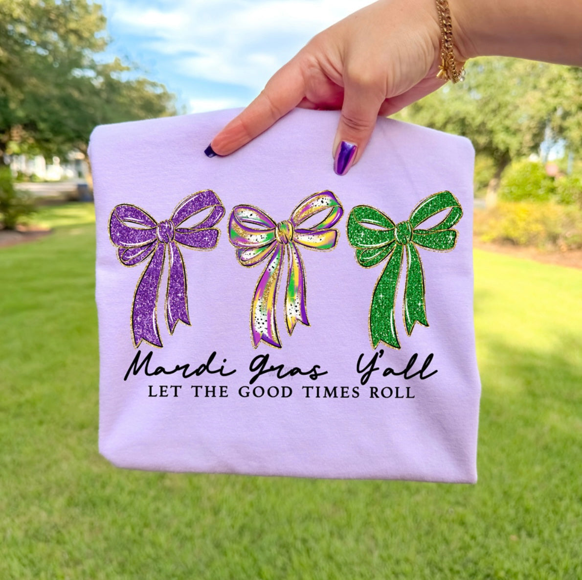 FAUX GLITTER MARDI GRAS BOWS