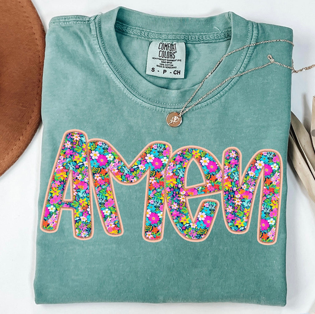 RETRO FLORAL GLITTER AMEN