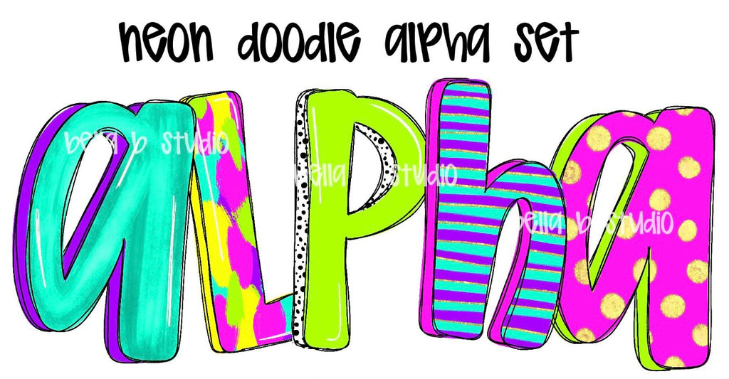NEON DOODLE ALPHA CUSTOM (Copy) (Copy)