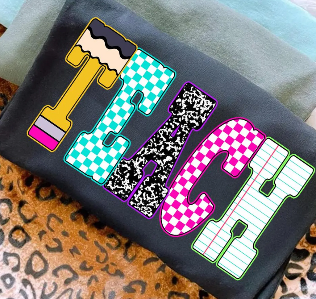 NEON CHECKERED TEACH PRINT