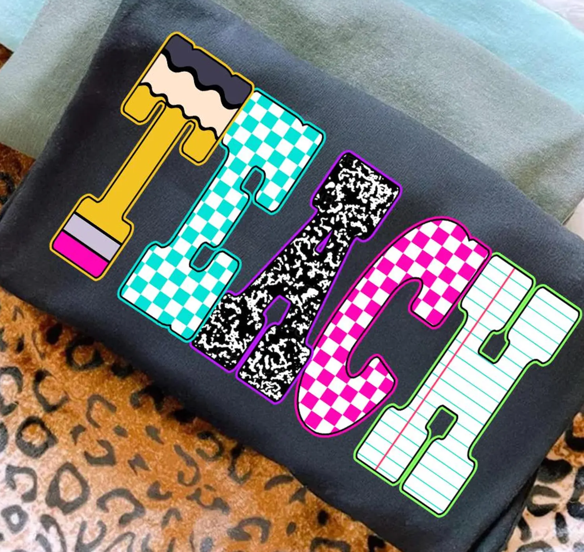 NEON CHECKERED TEACH PRINT
