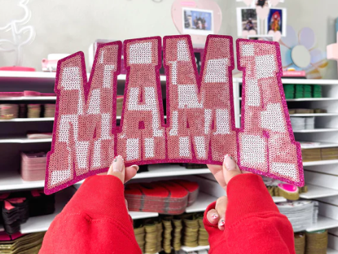 CHECKERED SEQUIN MAMA PATCH