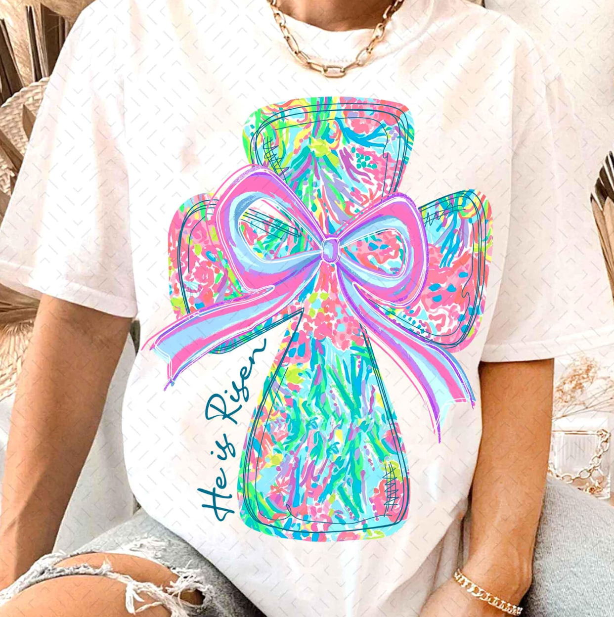 HE IS RISEN WATERCOLOR CROSS