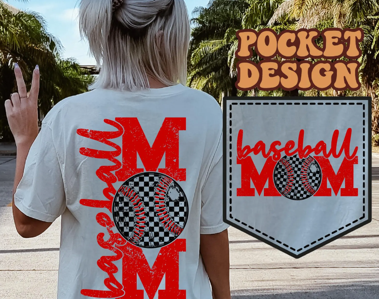 BASEBALL MOM CHECKERED DESIGN