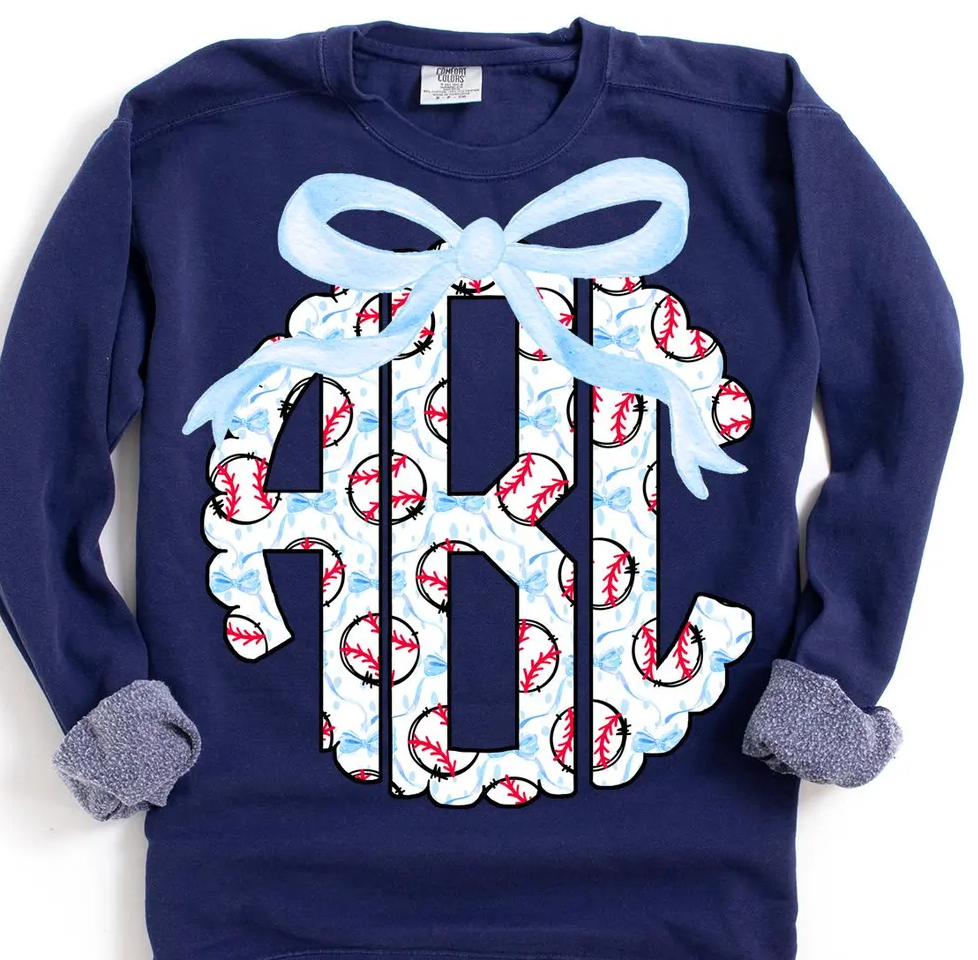 CUSTOM BASEBALL PATTERN MONOGRAM