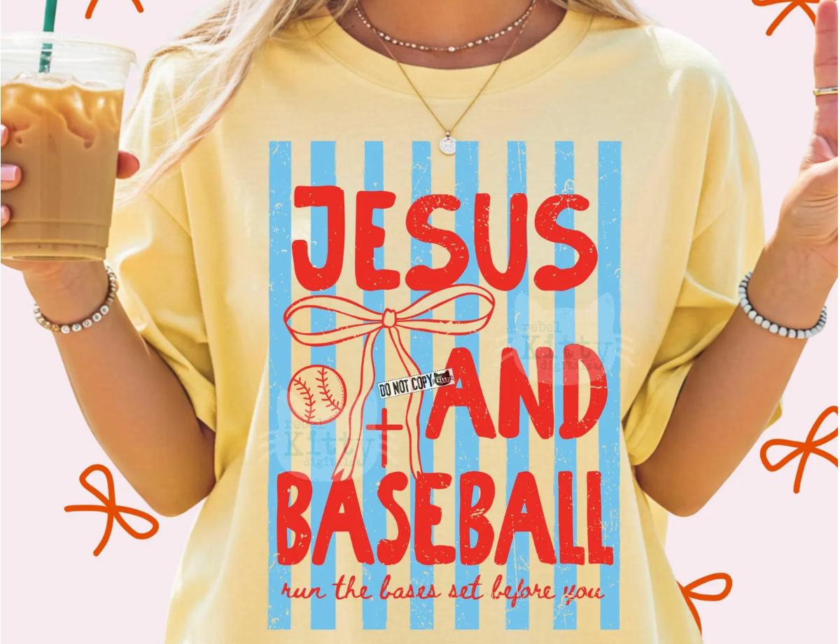 JESUS AND BASEBALL AVAILABLE IN BOY AND PINK
