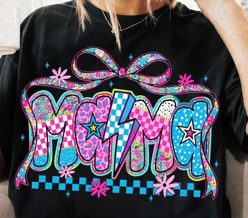 BRIGHT PATTERNED MAMA W/BOW