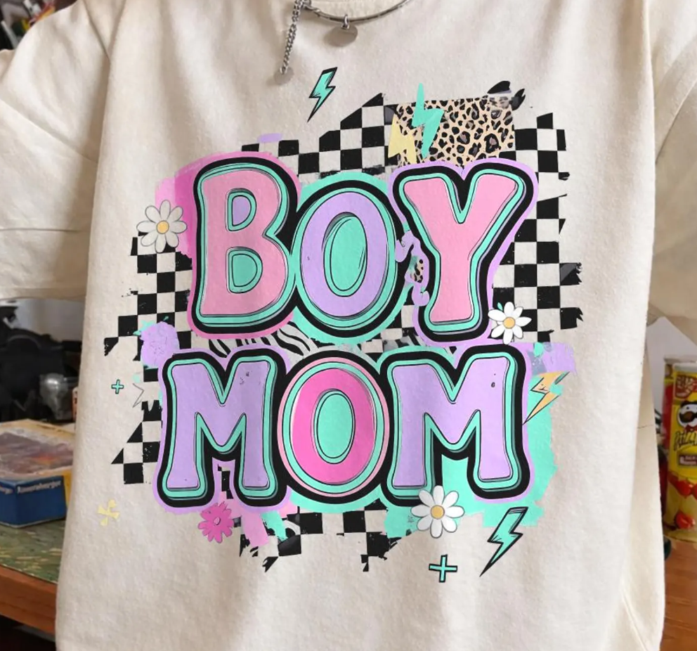NEON PASTEL CHECKERED BOY MOM
