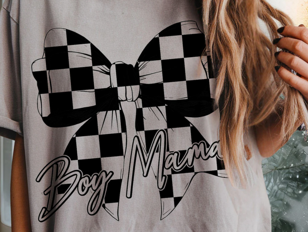 CHECKERED BOY MOM BOW